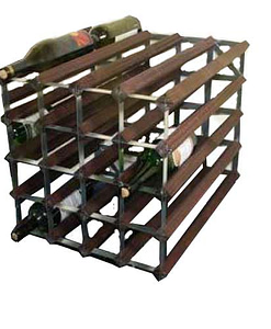 Wijnrekken van hout en staal voor 40 flessen